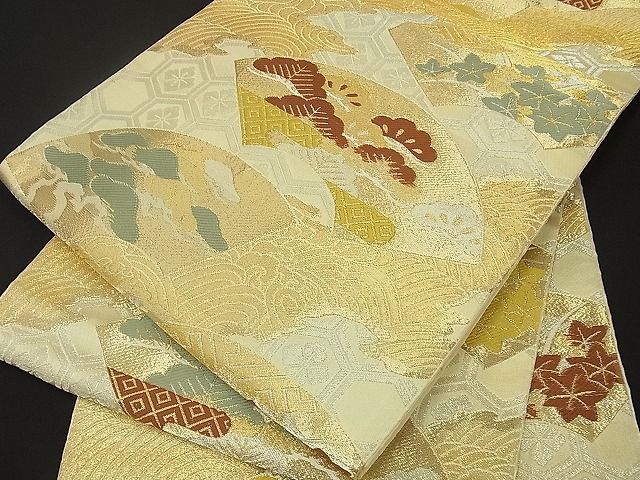 平和屋着物■六通柄袋帯 唐織 地紙吉祥花文 金銀糸 逸品 ox0201