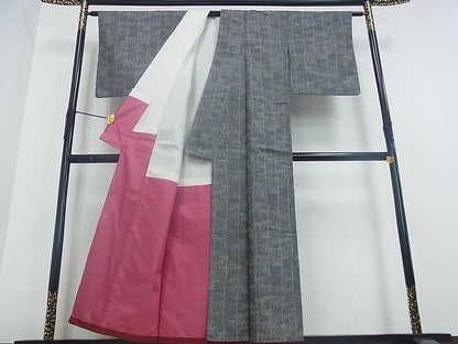 平和屋着物■上質なお召 笹竹文 逸品 ox0455