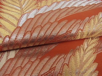 平和屋着物■西陣 九寸名古屋帯 枝葉文 金銀糸 逸品 ox1128