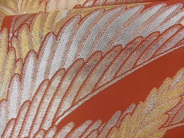 平和屋着物■西陣 九寸名古屋帯 枝葉文 金銀糸 逸品 ox1128