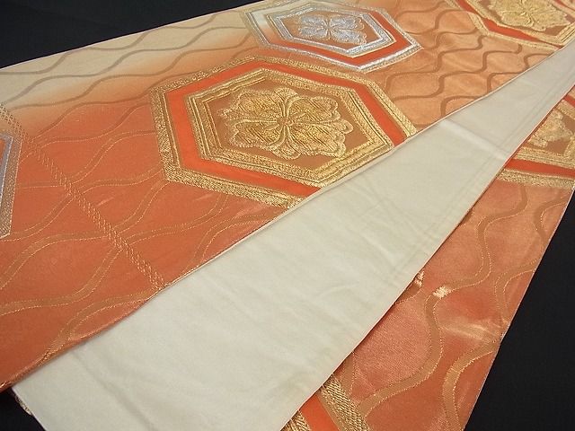 平和屋着物■六通柄袋帯 吉祥花文 金銀糸 逸品 ox1129