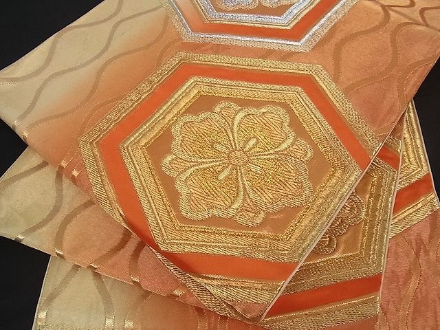 平和屋着物■六通柄袋帯 吉祥花文 金銀糸 逸品 ox1129