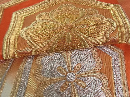 平和屋着物■六通柄袋帯 吉祥花文 金銀糸 逸品 ox1129
