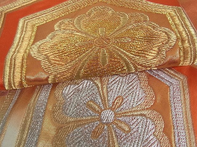 平和屋着物■六通柄袋帯 吉祥花文 金銀糸 逸品 ox1129
