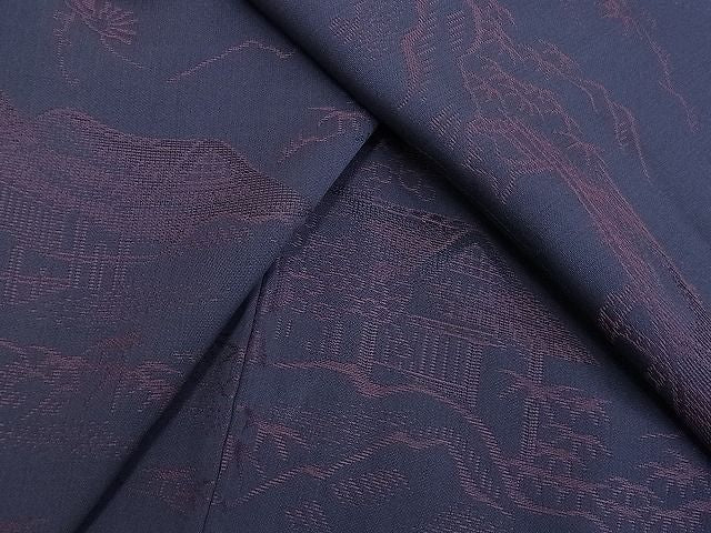 平和屋着物■上質な紬 風景草花文 逸品 ox1513