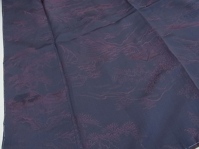平和屋着物■上質な紬 風景草花文 逸品 ox1513
