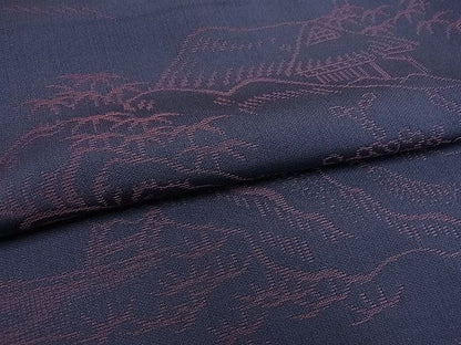 平和屋着物■上質な紬 風景草花文 逸品 ox1513