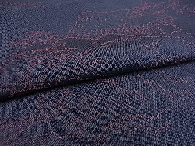 平和屋着物■上質な紬 風景草花文 逸品 ox1513