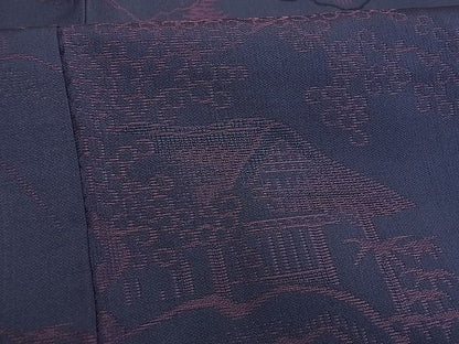 平和屋着物■上質な紬 風景草花文 逸品 ox1513