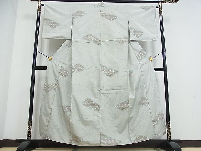 平和屋着物■上質な紬 幾何学文様 逸品 ox1825
