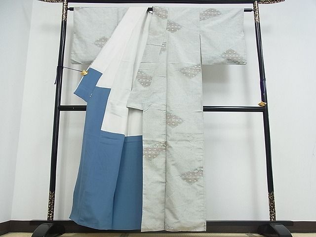 平和屋着物■上質な紬 幾何学文様 逸品 ox1825