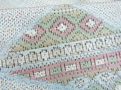 平和屋着物■上質な紬 幾何学文様 逸品 ox1825