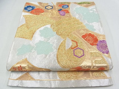 平和屋着物■六通柄袋帯 束ね熨斗吉祥花文 金銀糸 逸品 ox1950