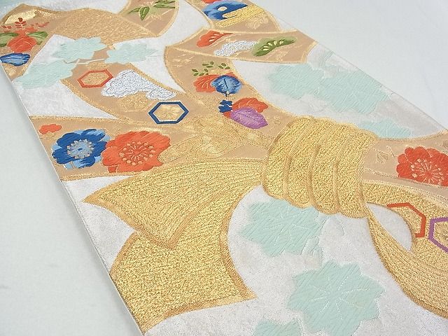 平和屋着物■六通柄袋帯 束ね熨斗吉祥花文 金銀糸 逸品 ox1950