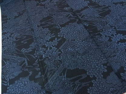 平和屋着物■上質な紬 風景草花文 逸品 ox2006