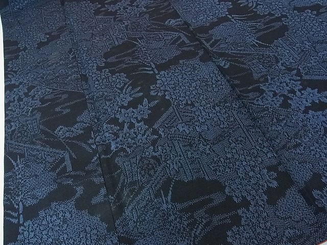 平和屋着物■上質な紬 風景草花文 逸品 ox2006