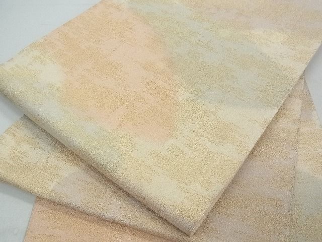 平和屋着物■砂子綴れ 全通柄袋帯 地紙霞文 金糸 逸品 ox2286