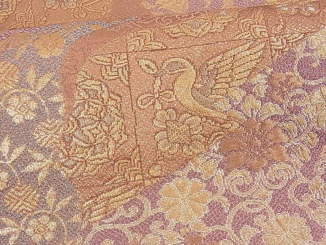 平和屋着物■六通柄袋帯 道長花鳥文 金糸 逸品 ox2408