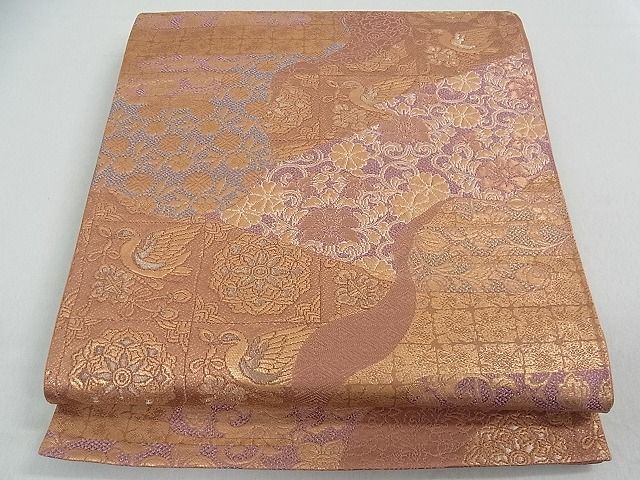 平和屋着物■六通柄袋帯 道長花鳥文 金糸 逸品 ox2408