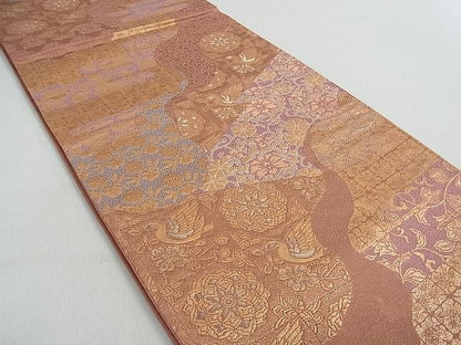 平和屋着物■六通柄袋帯 道長花鳥文 金糸 逸品 ox2408
