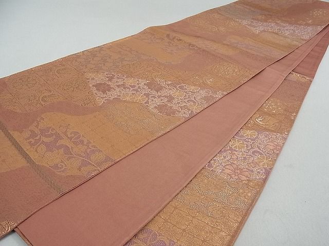 平和屋着物■六通柄袋帯 道長花鳥文 金糸 逸品 ox2408