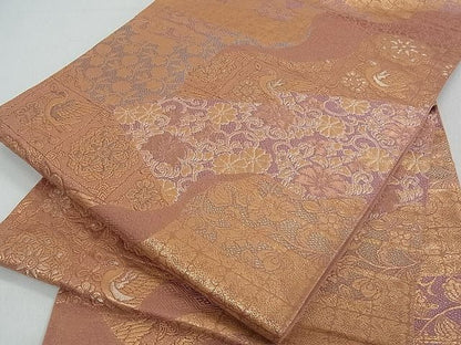 平和屋着物■六通柄袋帯 道長花鳥文 金糸 逸品 ox2408