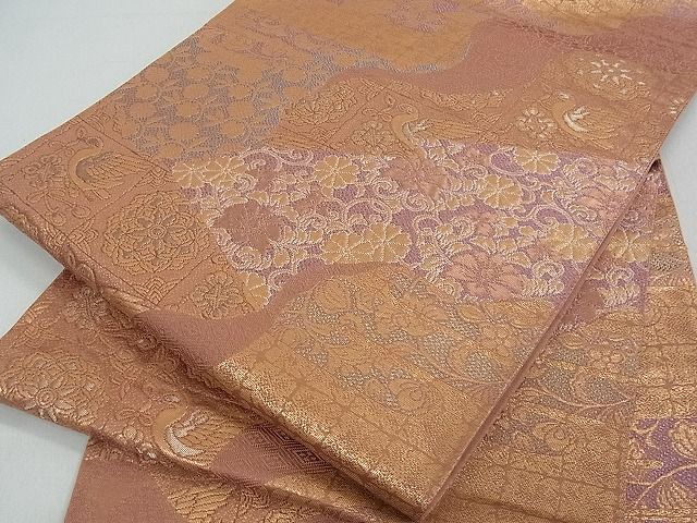 平和屋着物■六通柄袋帯 道長花鳥文 金糸 逸品 ox2408