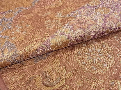 平和屋着物■六通柄袋帯 道長花鳥文 金糸 逸品 ox2408