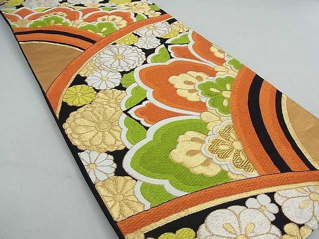 平和屋着物■六通柄袋帯 唐織 舞花文 黒地 金銀糸 逸品 ox2417