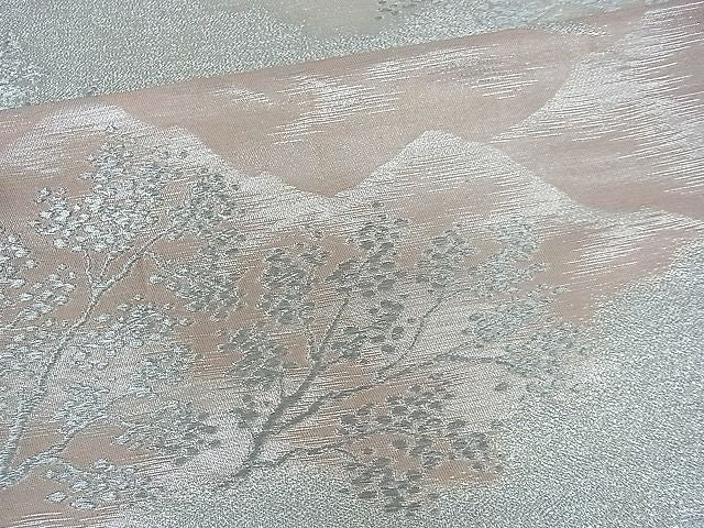 平和屋着物■六通柄袋帯 遠山樹林文 銀糸 逸品 oy0181