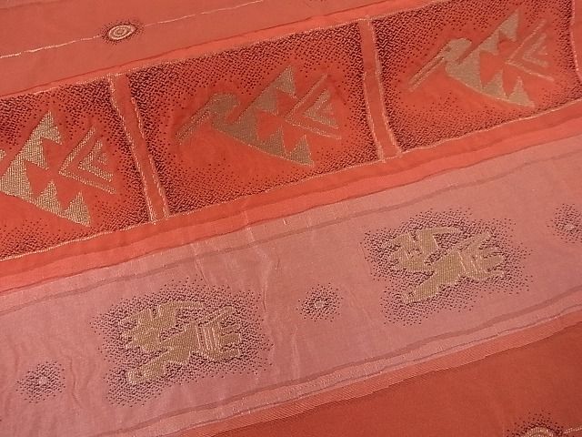 平和屋着物■六通柄袋帯 横段飛鳥文 金糸 逸品 oy0396
