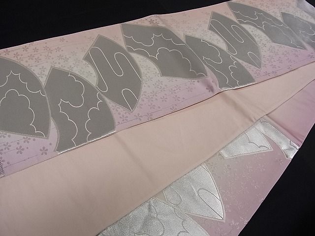 平和屋着物■六通柄袋帯 地紙吉祥花文 銀糸 逸品 oy0817