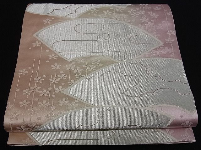 平和屋着物■六通柄袋帯 地紙吉祥花文 銀糸 逸品 oy0817