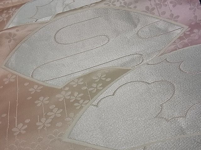 平和屋着物■六通柄袋帯 地紙吉祥花文 銀糸 逸品 oy0817
