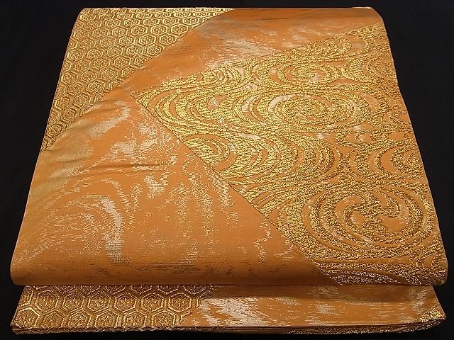 平和屋着物■六通柄袋帯　切嵌流水文　金糸　逸品　oy0891