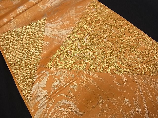平和屋着物■六通柄袋帯　切嵌流水文　金糸　逸品　oy0891