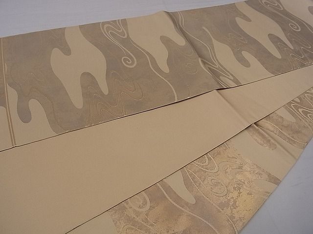 平和屋着物■全通柄 本袋帯 流水文 金糸 逸品 oy0986