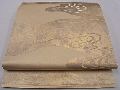 平和屋着物■全通柄 本袋帯 流水文 金糸 逸品 oy0986