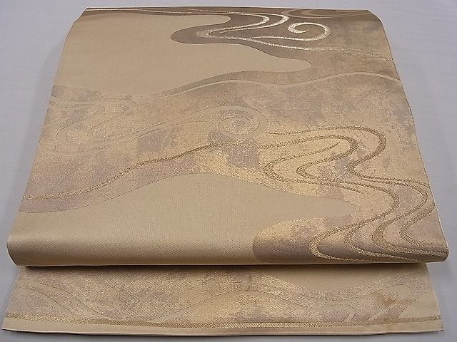 平和屋着物■全通柄 本袋帯 流水文 金糸 逸品 oy0986