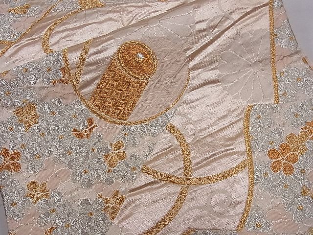 平和屋着物■六通柄袋帯 絵巻花文 金銀糸 逸品 oy0987