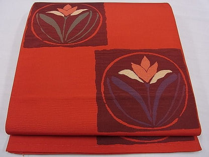 平和屋着物■六通柄袋帯 色紙花丸文 逸品 未使用 oy0994