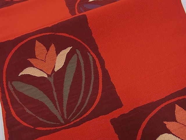 平和屋着物■六通柄袋帯 色紙花丸文 逸品 未使用 oy0994