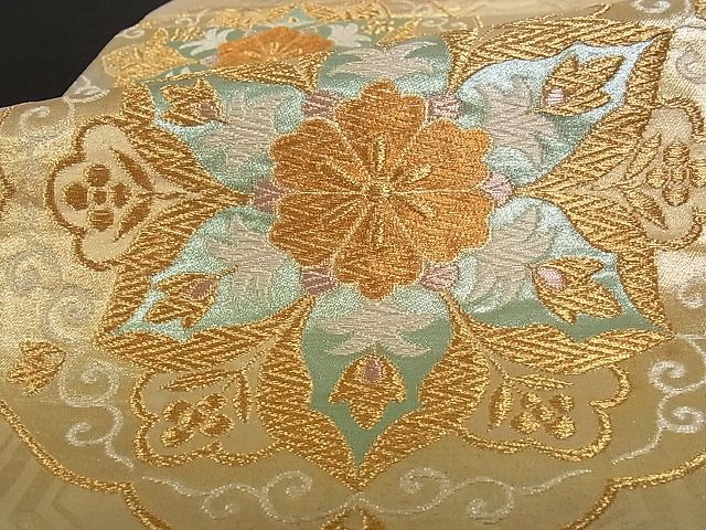 平和屋着物■六通柄袋帯 花唐草文 金銀糸 正絹 逸品 A-pf4582