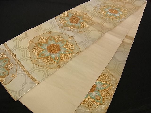 平和屋着物■六通柄袋帯 花唐草文 金銀糸 正絹 逸品 A-pf4582