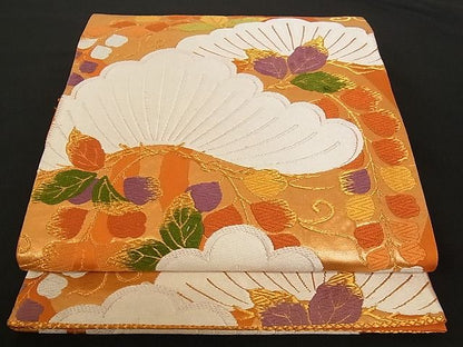 平和屋着物■六通柄袋帯 唐織 松に藤花房 金糸 正絹 逸品 A-pf4588