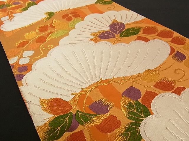 平和屋着物■六通柄袋帯 唐織 松に藤花房 金糸 正絹 逸品 A-pf4588