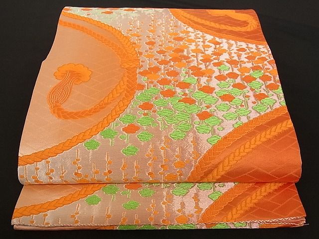 平和屋着物■六通柄京袋帯 唐織 槍梅 銀糸 正絹 逸品 A-pf4589