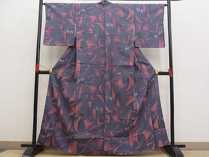 平和屋着物■上質なお召 霞文 銀糸 逸品 n-pk0521