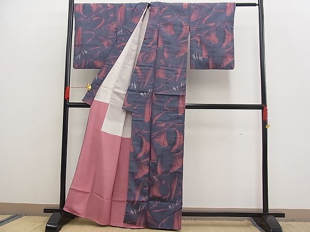 平和屋着物■上質なお召 霞文 銀糸 逸品 n-pk0521