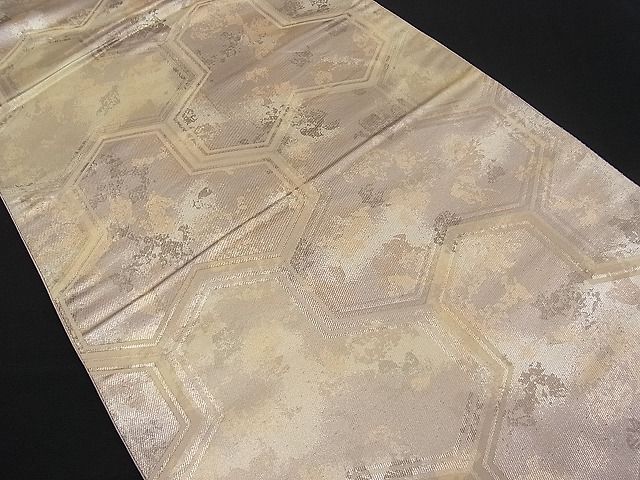 平和屋着物■六通柄袋帯 毘沙門亀甲文 引箔 金銀糸 逸品 n-pk0712
